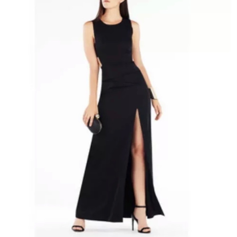Black BCBGMaxAzria Cut-out Peplum gown